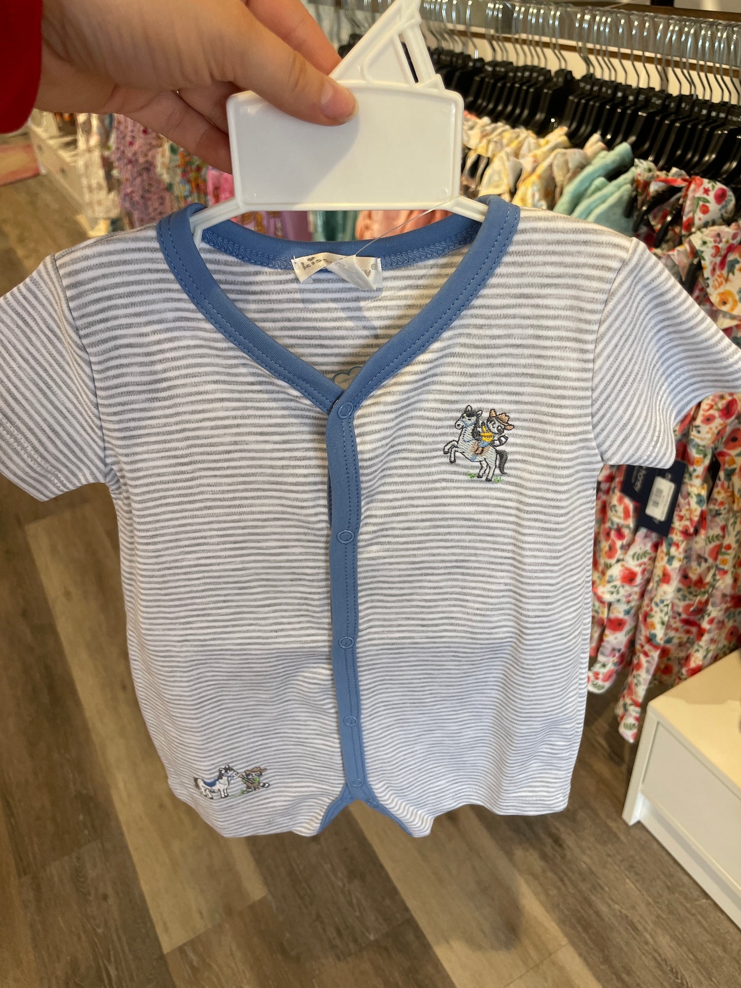 COWBOY RACCOON STRIPED SHORT PLAYSUIT