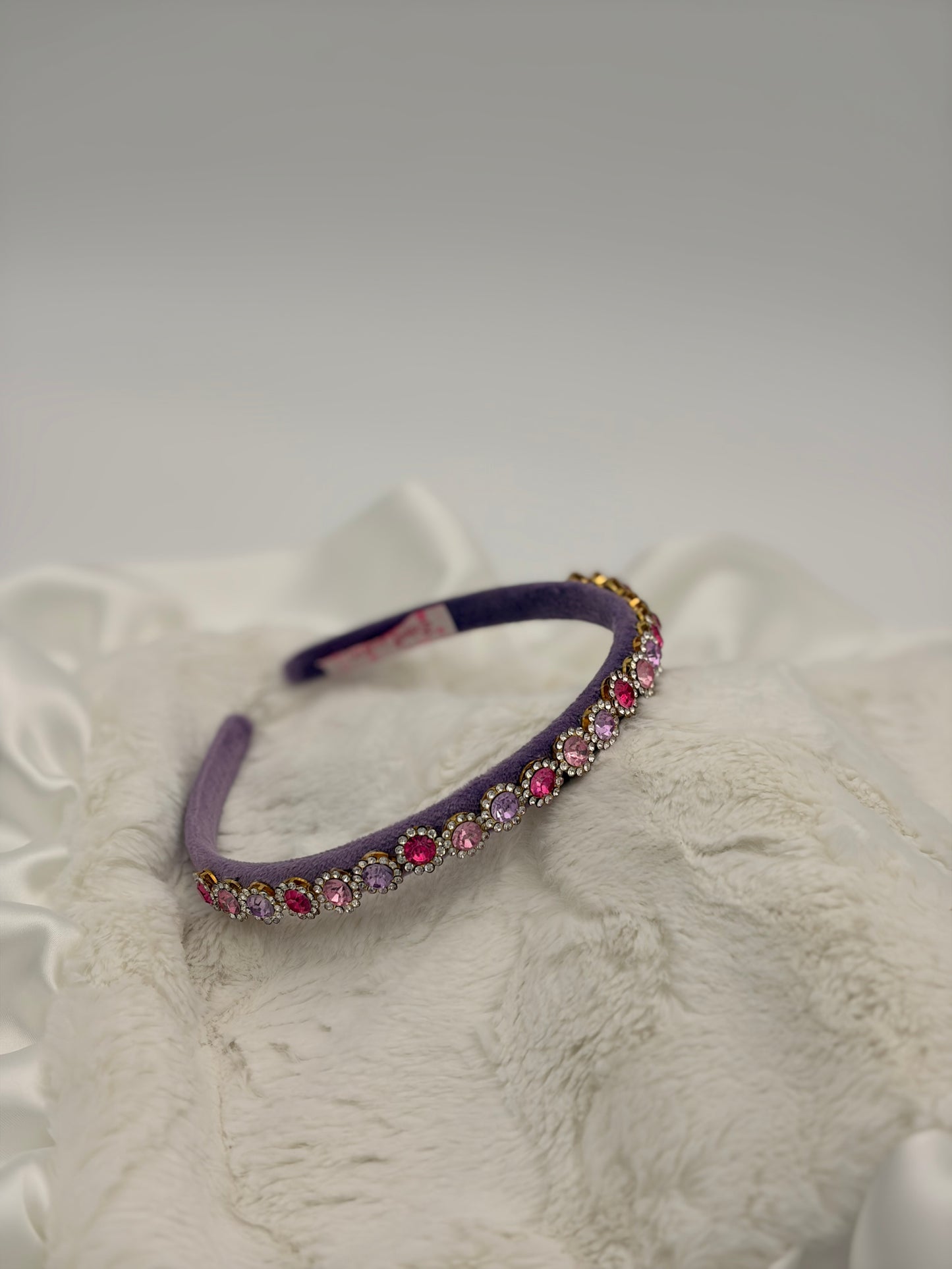 Thin Velvet Round Jewel Headband