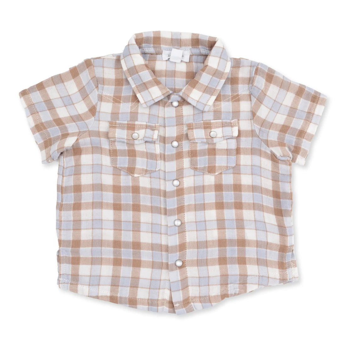 Western Plaid Short Sleeve Pearl Snap Shirt