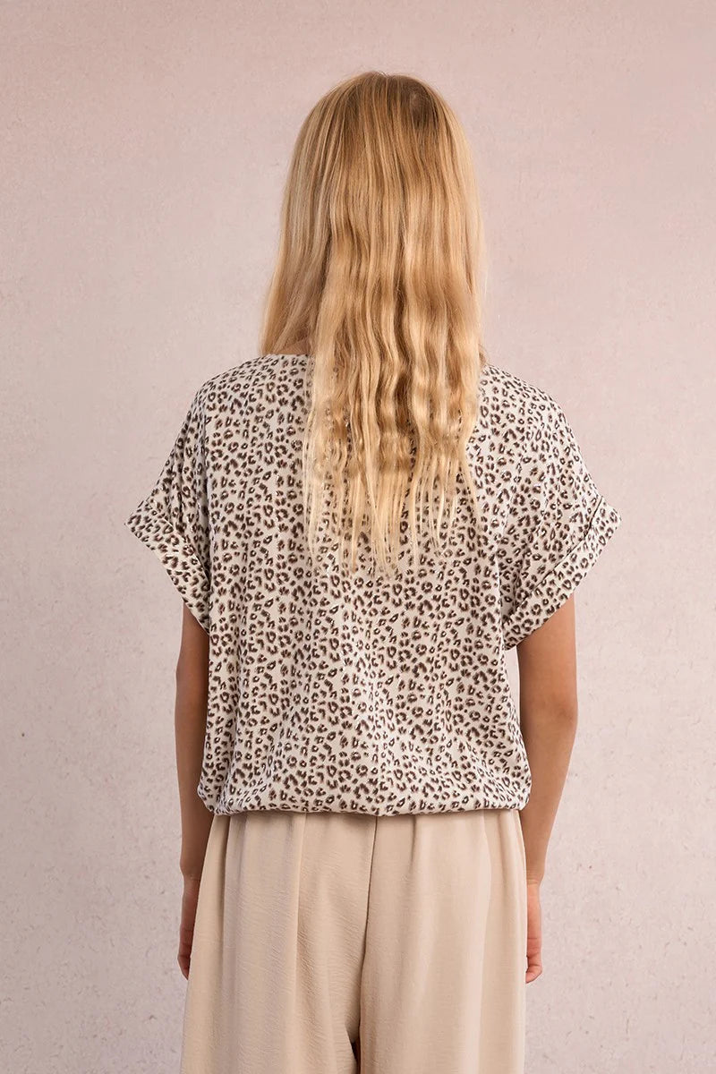 Girls Leopard Print Woven Top