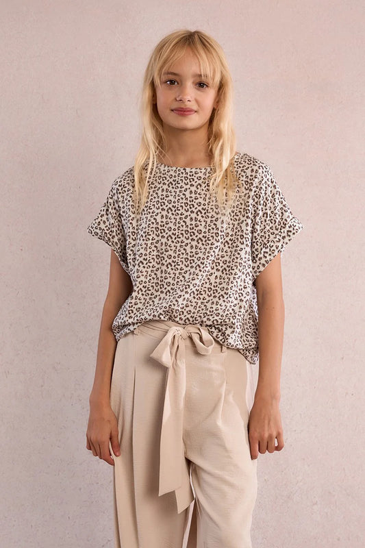 Girls Leopard Print Woven Top