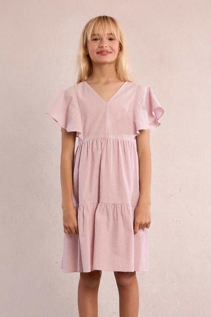 Girls Old Pink Stripe Woven Dress