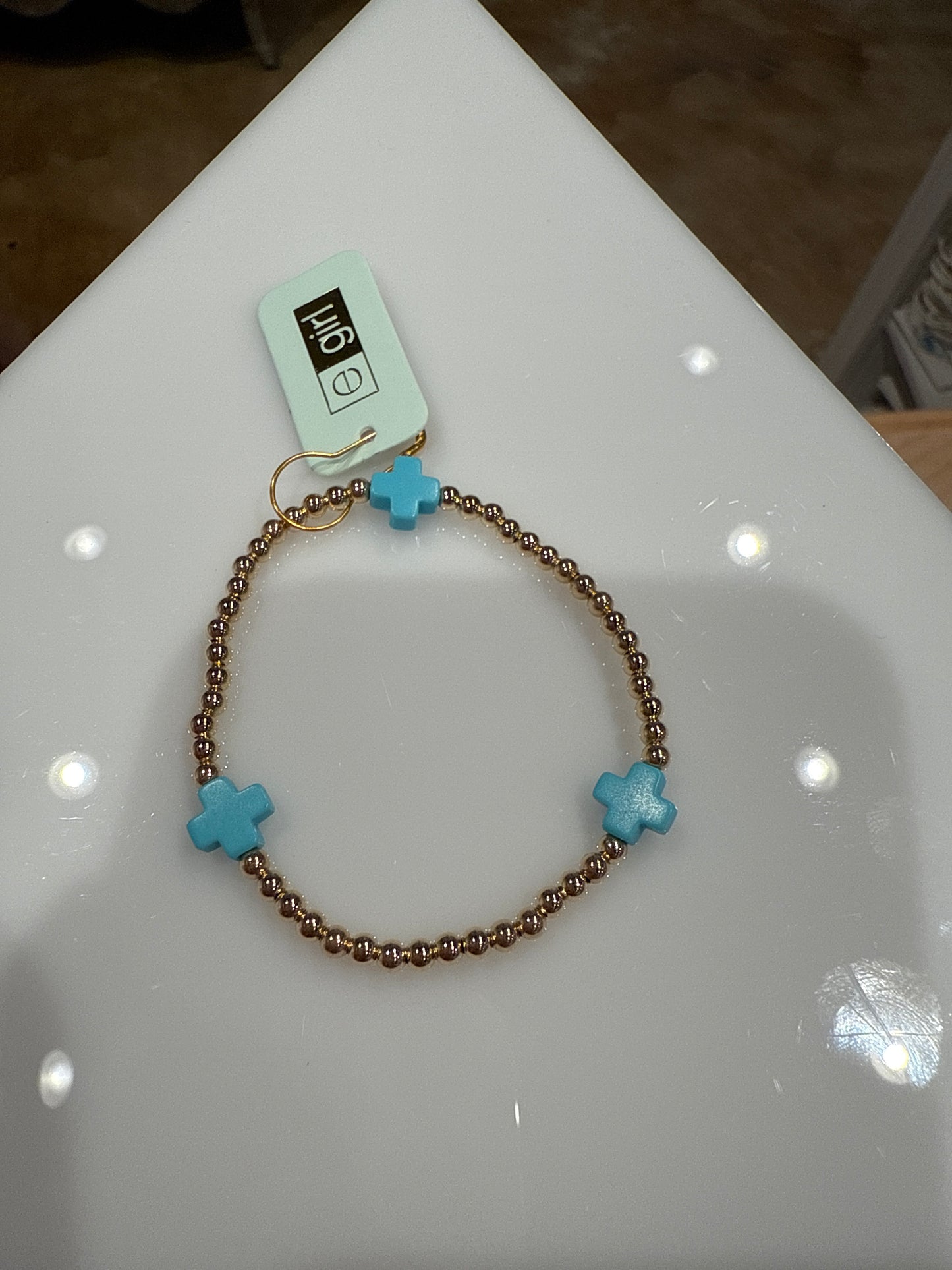 egirl signature Cross Gold Pattern 3mm bead bracelet