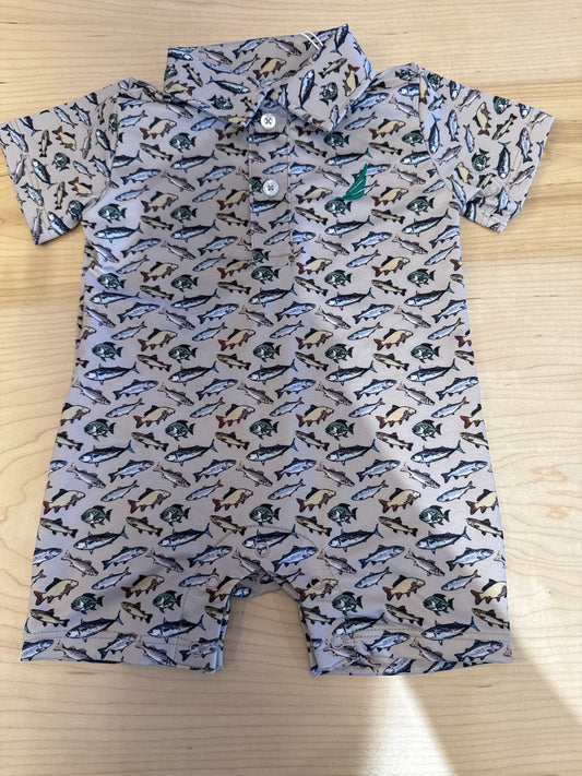 Performance Fish Print Romper