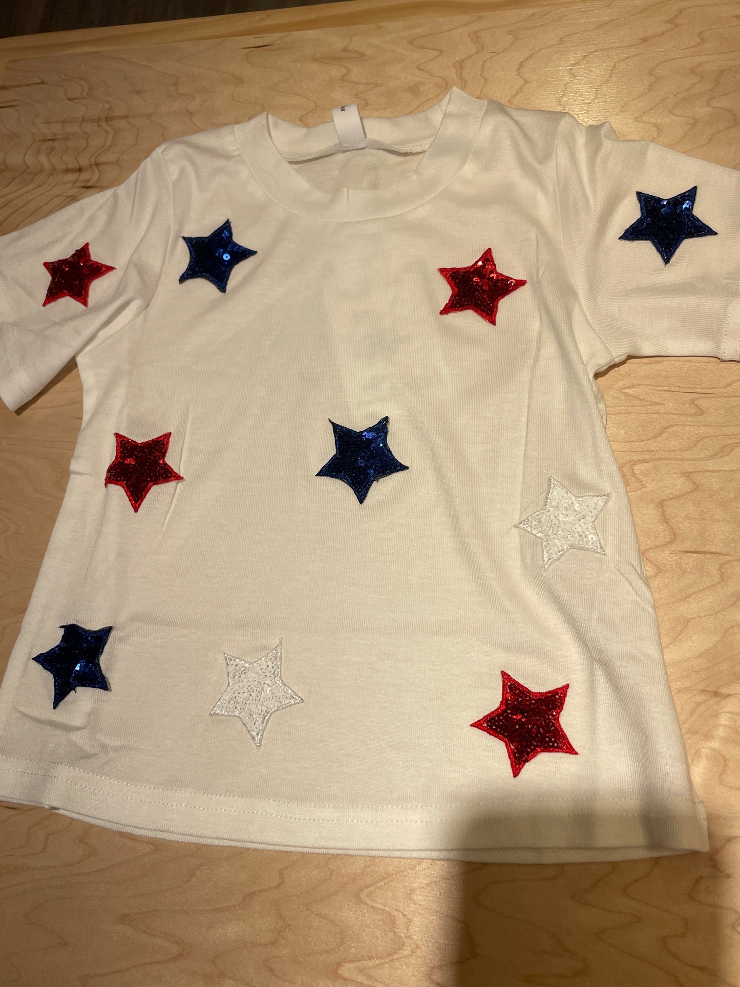 RED/BLUE SEQUIN STARS SHORT SLEEVE