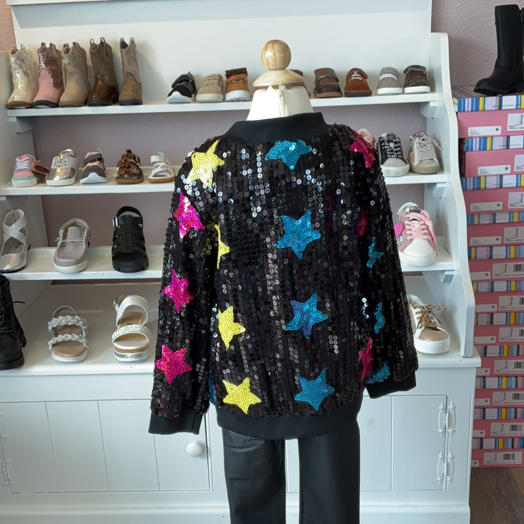 RAINBOW STAR SEQUIN BOMBER
