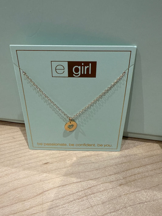 egirl 14" necklace gold- love small gold disc
