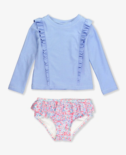 Sparkle Shimmer On Long Sleeve Princess Seam Ruffle Rash Guard