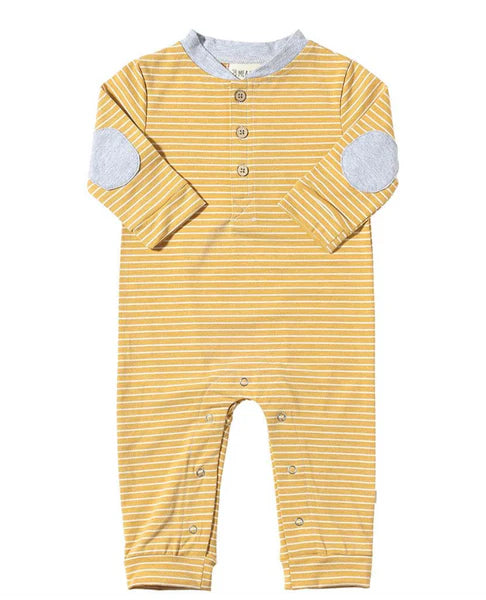 Gold/White Stripe Niota Henley Romper