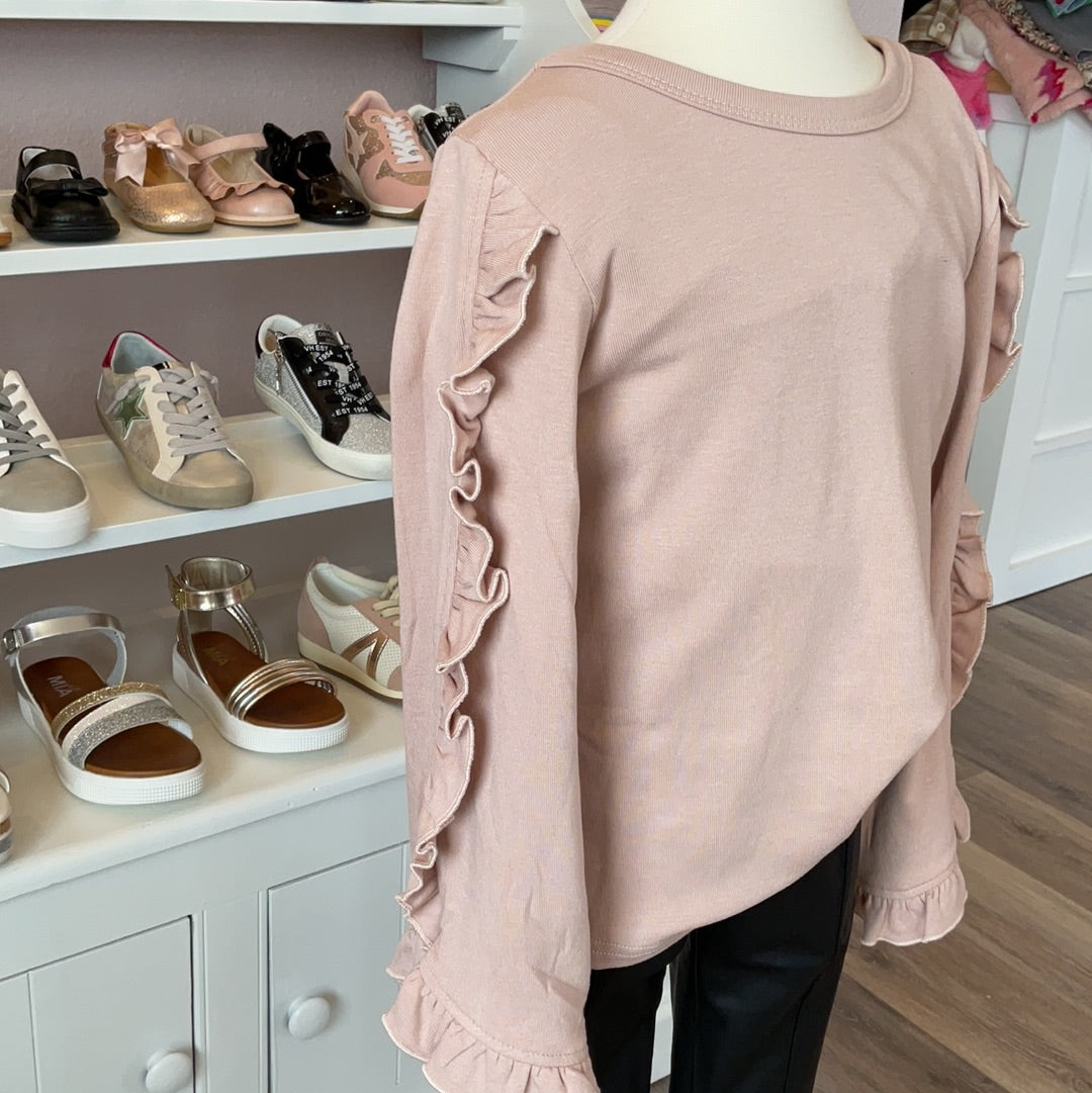 BLUSH RUFFLED SLEEVE TOP