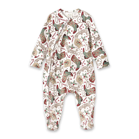 Western Christmas Zipper Romper