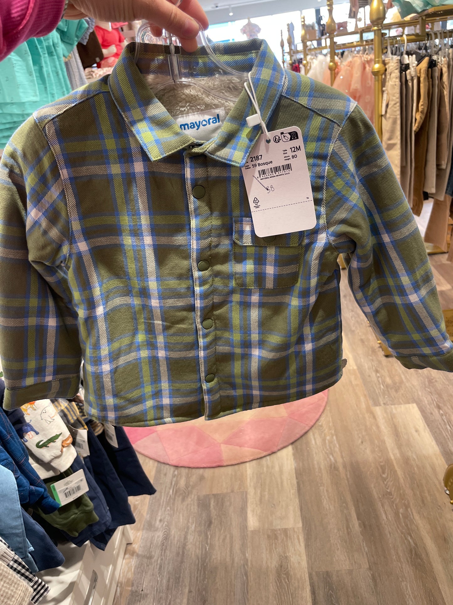 Green Plaid Button Up w/ Fuzz Inside