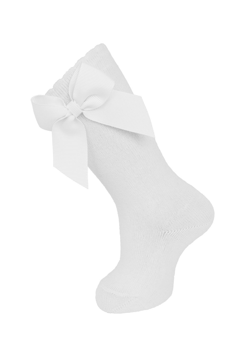 White Knee Socks With Grosgrain Side Bow