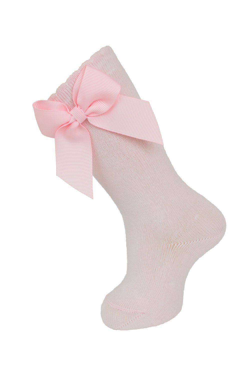 Pink Knee Socks With Grosgrain Side Bow