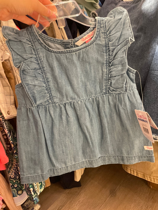 Light Wash Denim Ruffle Tank