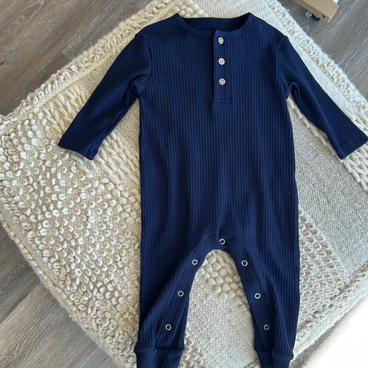 NAVY RIB ROMPER