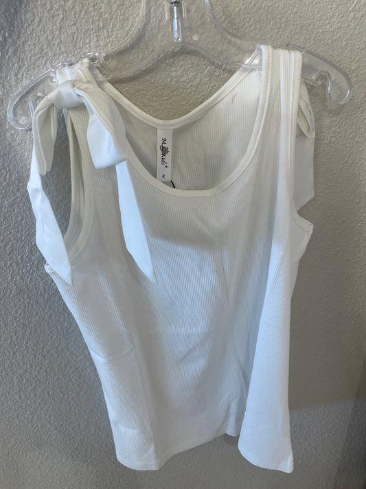 WHITE BOWTIE SHOULDER TANK