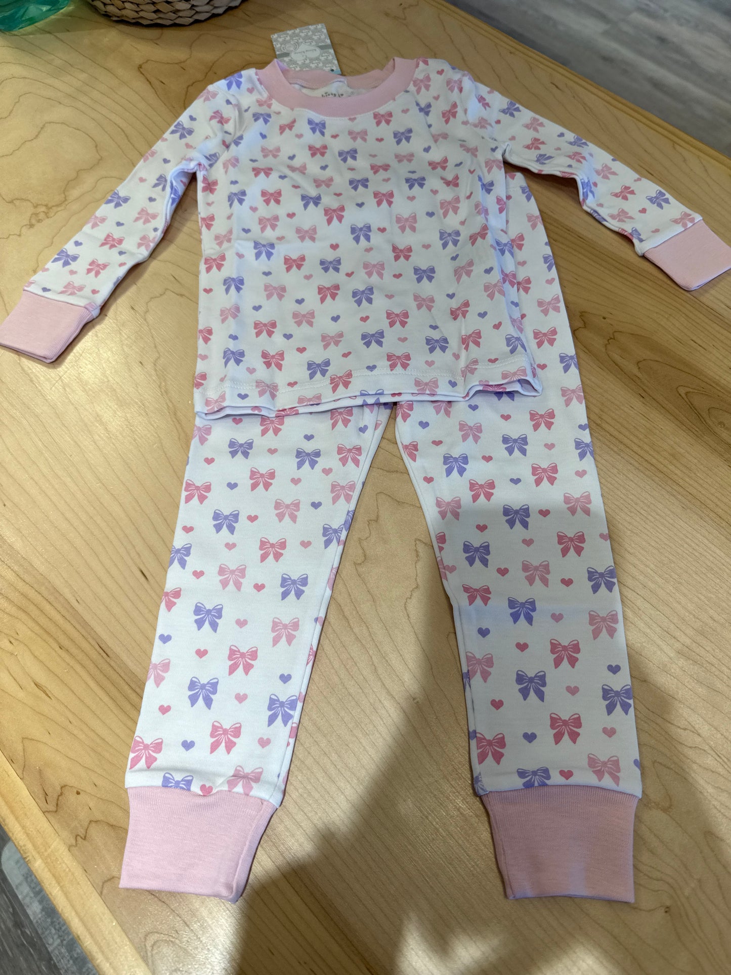 Bow w/ Hearts White PJ Set