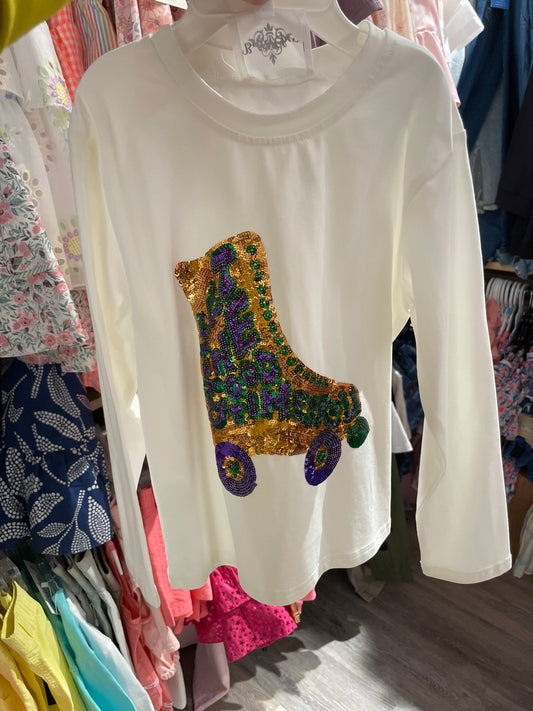 MARDI GRAS ROLLERSKATE SEQUIN KID SHIRT