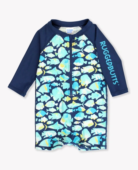 Fish Friends Long Sleeve Logo One Piece Rash Guard