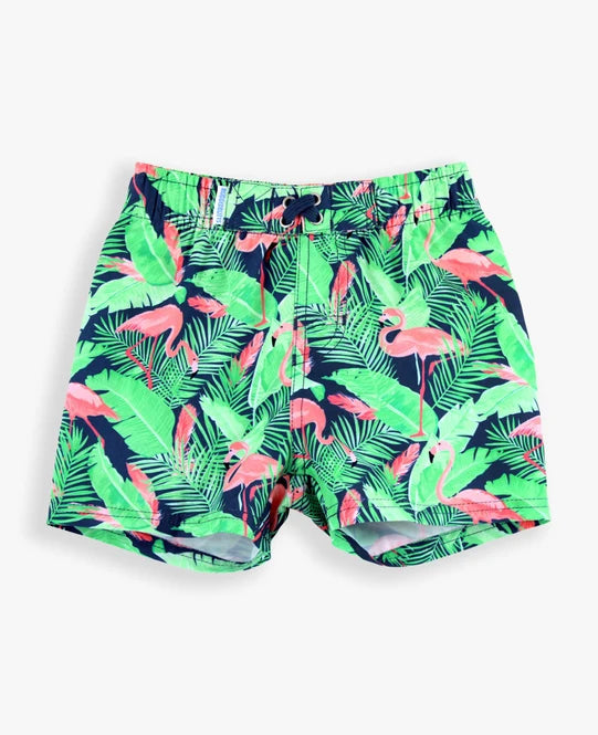 Flamingo Frenzy Swim Trunks