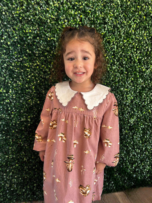 Organic Corduroy Mushroom Collared Dress