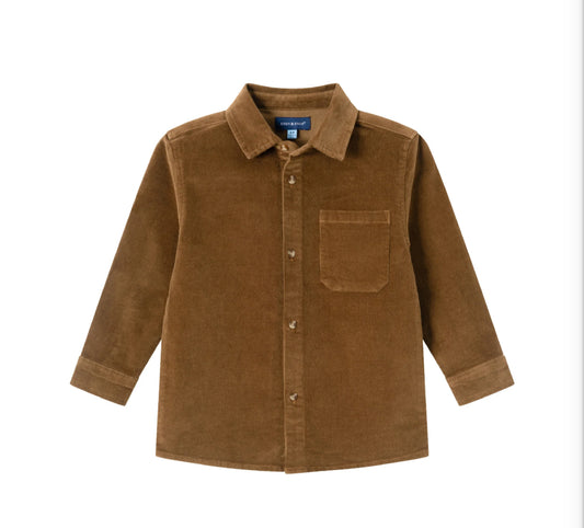 Garment Washed Brown Cord Button down