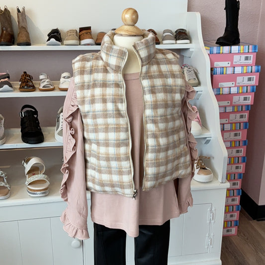 REVERSIBLE FLANNEL PUFFER VEST
