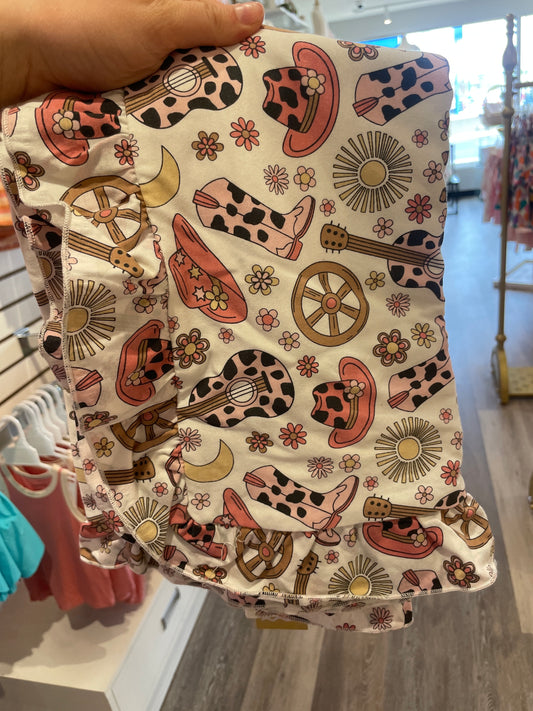 Cowgirl Cutie Ruffle Stroller Blanket
