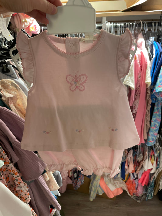 PINK SUNSUIT SET W/HAND EMB