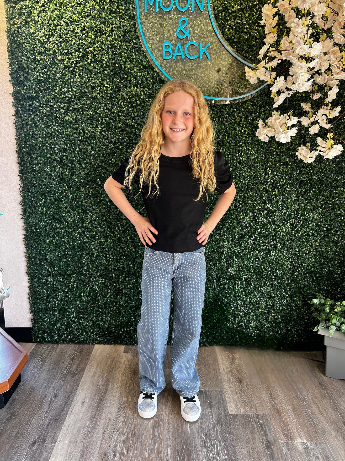 Straight Leg Rhinestone Jeans