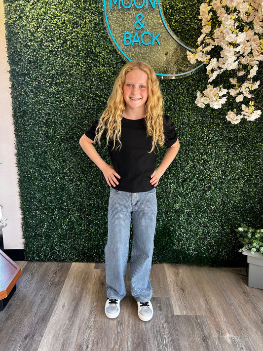 Straight Leg Rhinestone Jeans