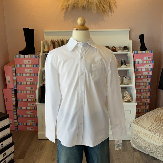 WHITE COLLAR BUTTON DOWN