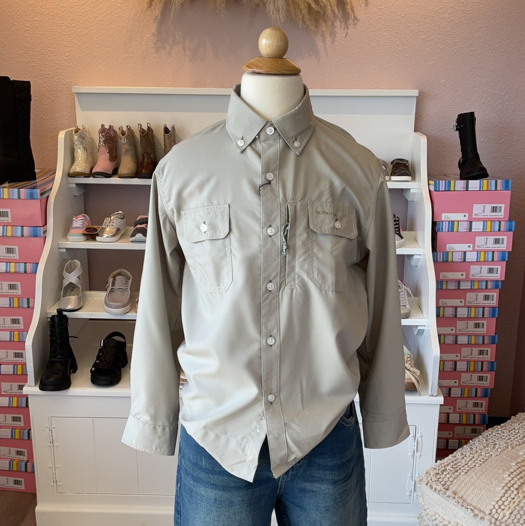 BOYS OFFSHORE FISHING SHIRT KHAKI
