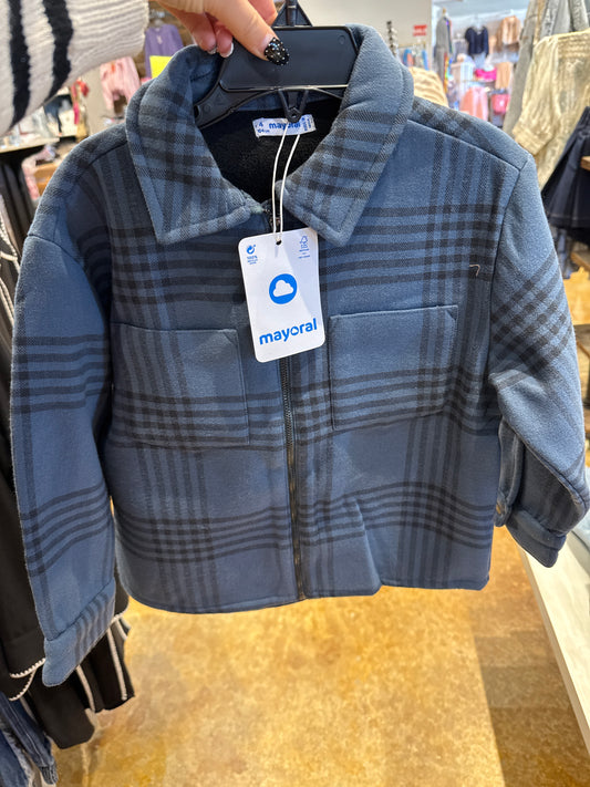 Boy's Dark Blue Checkered Jacket