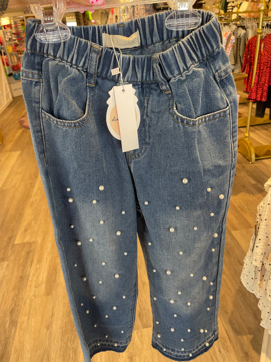 Pearl Stud Wide Jeans