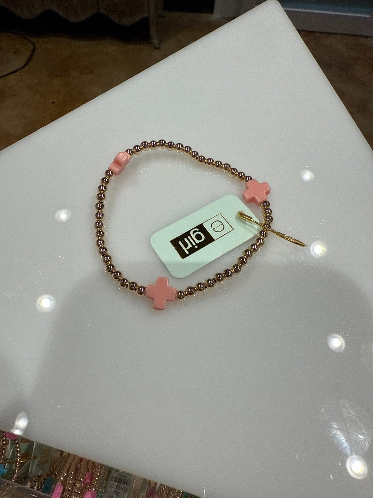 egirl signature Cross Gold Pattern 3mm bead bracelet