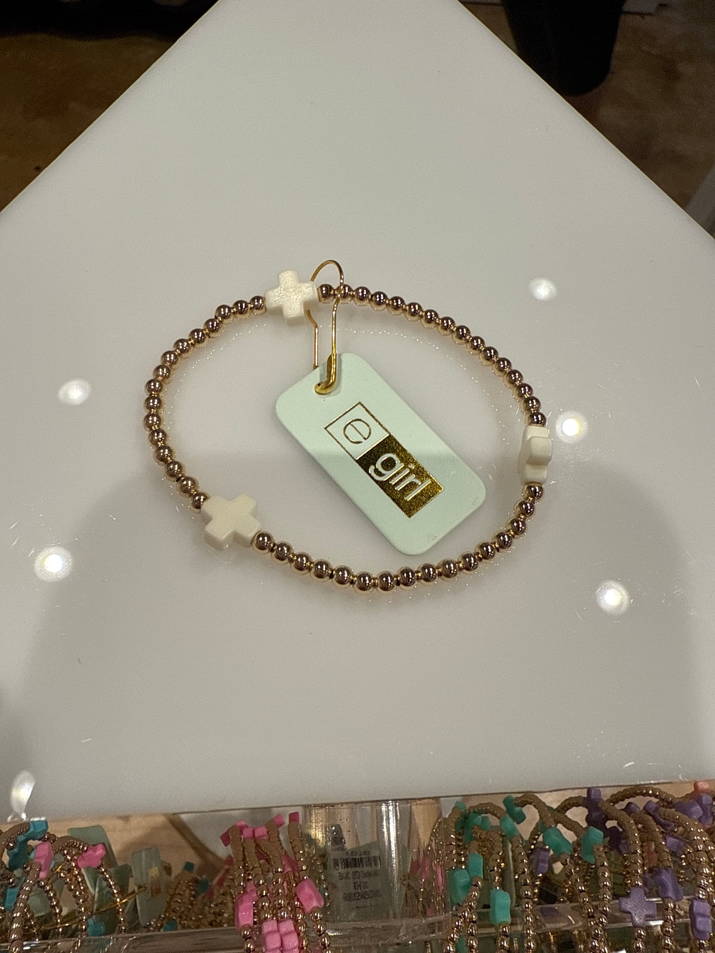 egirl signature Cross Gold Pattern 3mm bead bracelet