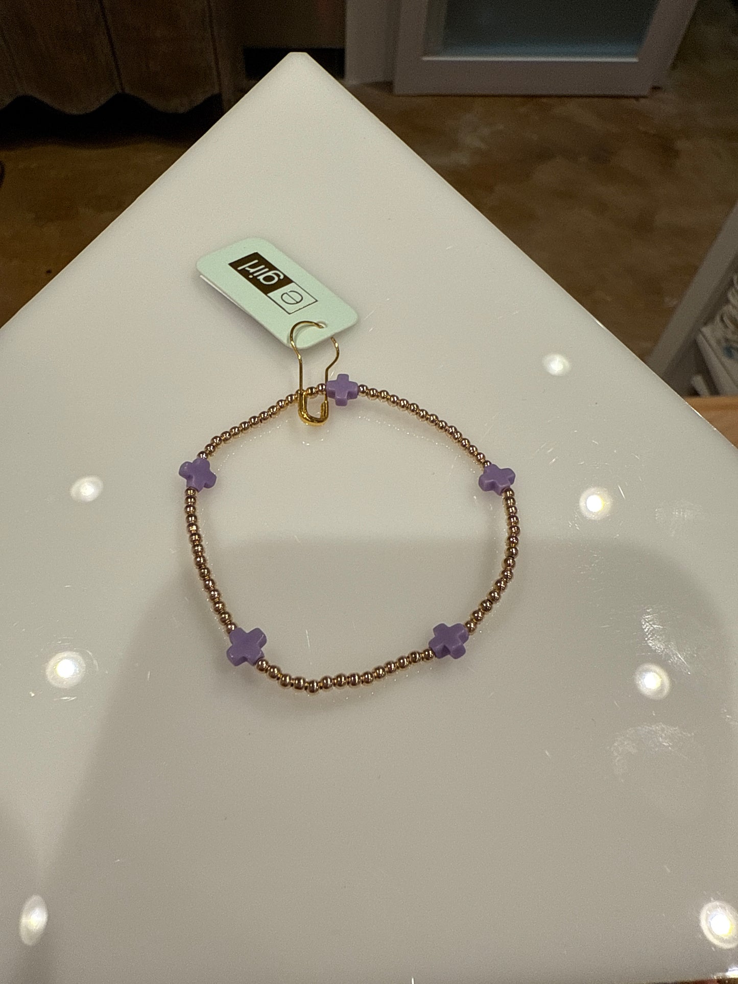 eGirl Signature Cross Gold Pattern 2mm Bead Bracelet