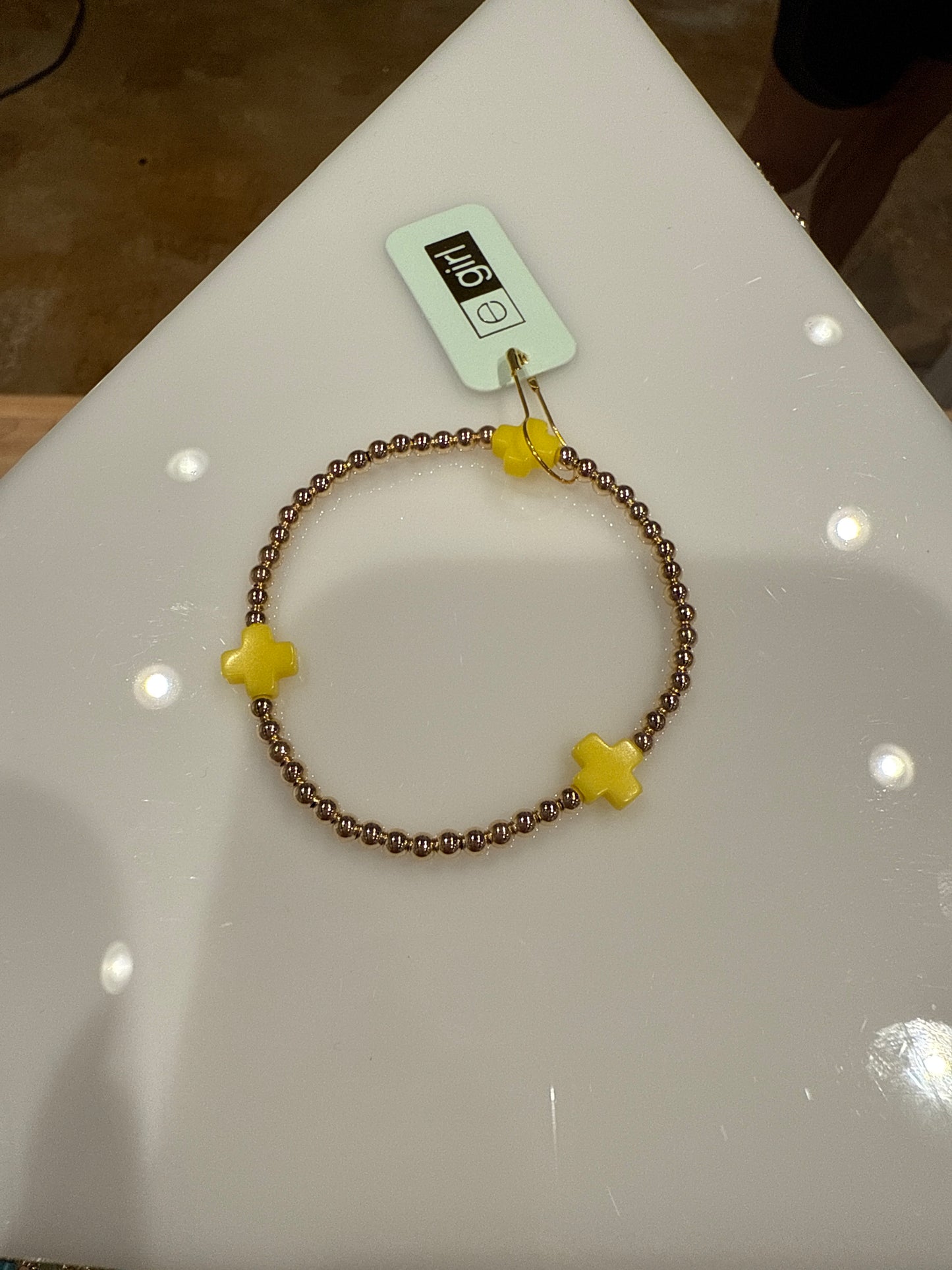 egirl signature Cross Gold Pattern 3mm bead bracelet