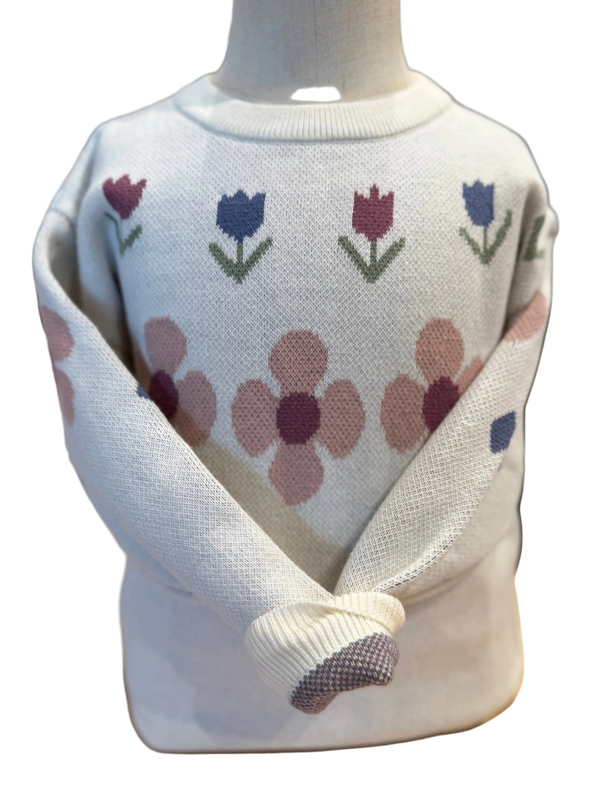 TULIP INTARSIA KNIT SWEATER