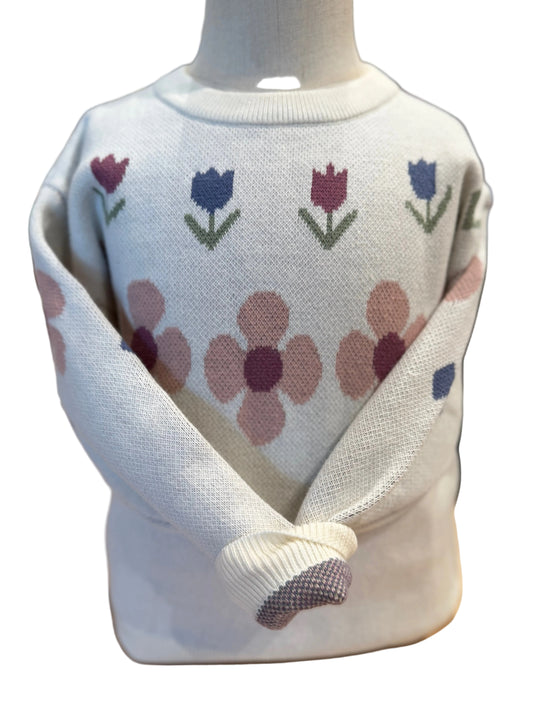 TULIP INTARSIA KNIT SWEATER