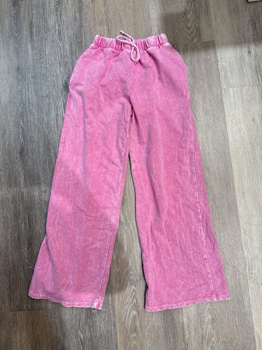 Pink Mineral Wash WIde Leg Pant