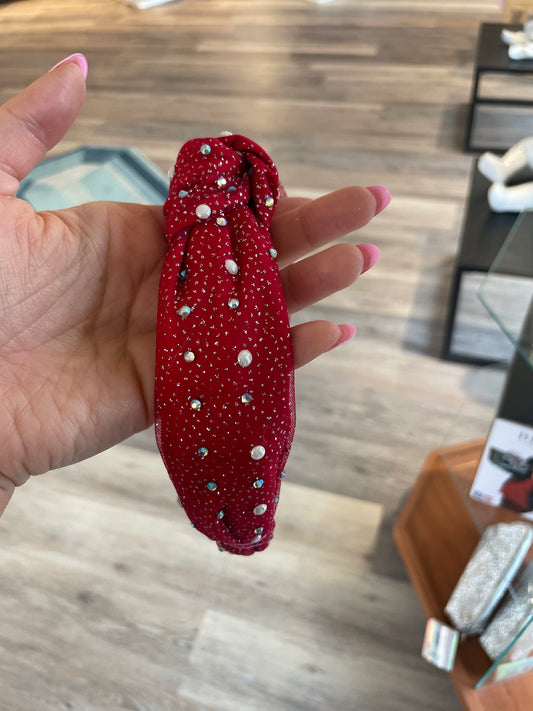 Pearl And Crystal Tulle Knot Headband