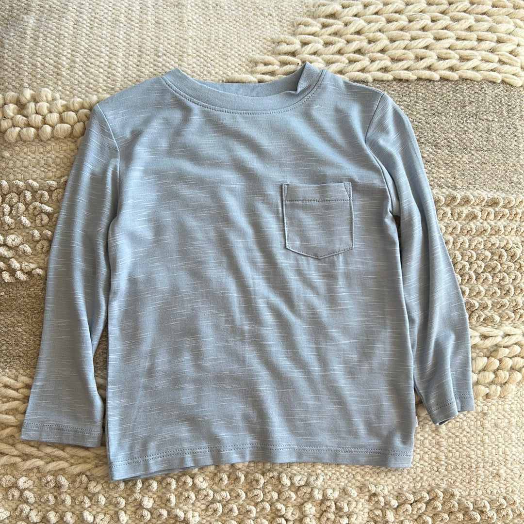 FROST BLUE ULTRASOFT KNIT LONG SLEEVE POCKET TEE