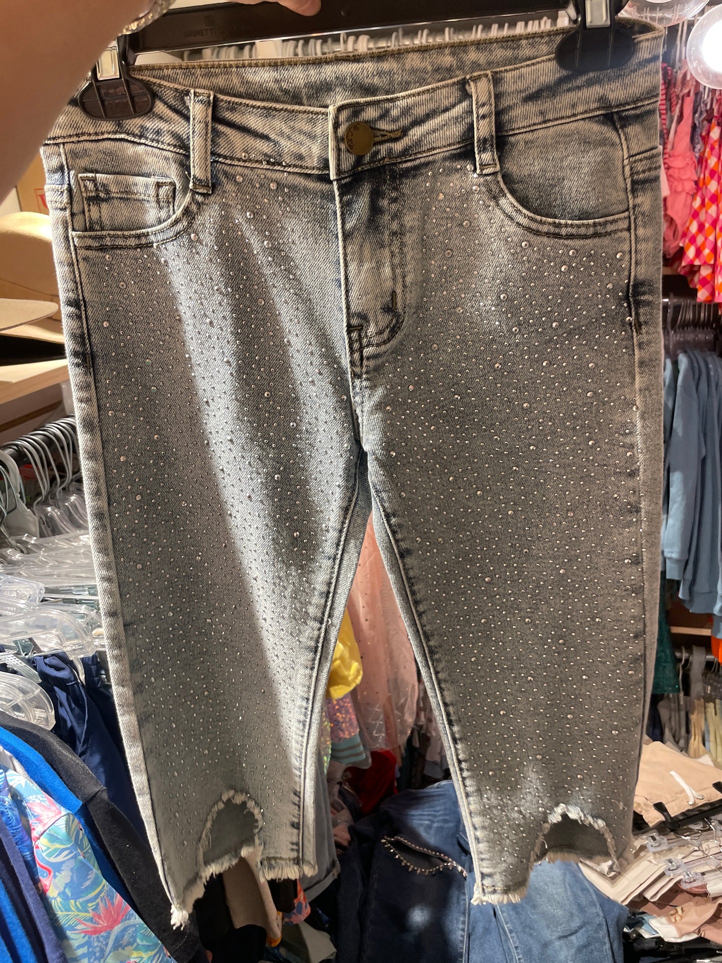 LIGHT BLUE JEANS WITH RHINESTONES