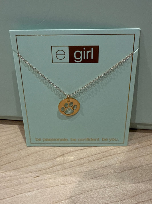 Egirl 14' necklace Gold - paw print gold disc