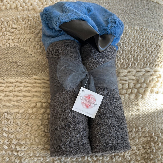 PLUSH HOODED BATH TOWEL - ASHER BLUE