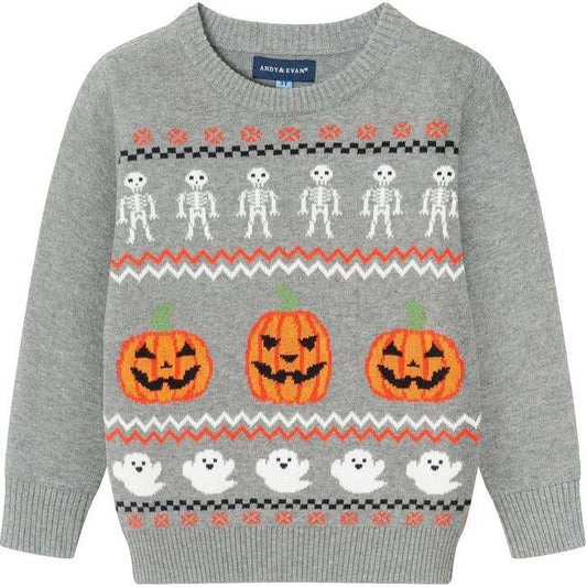Grey Intarsia Halloween Sweater