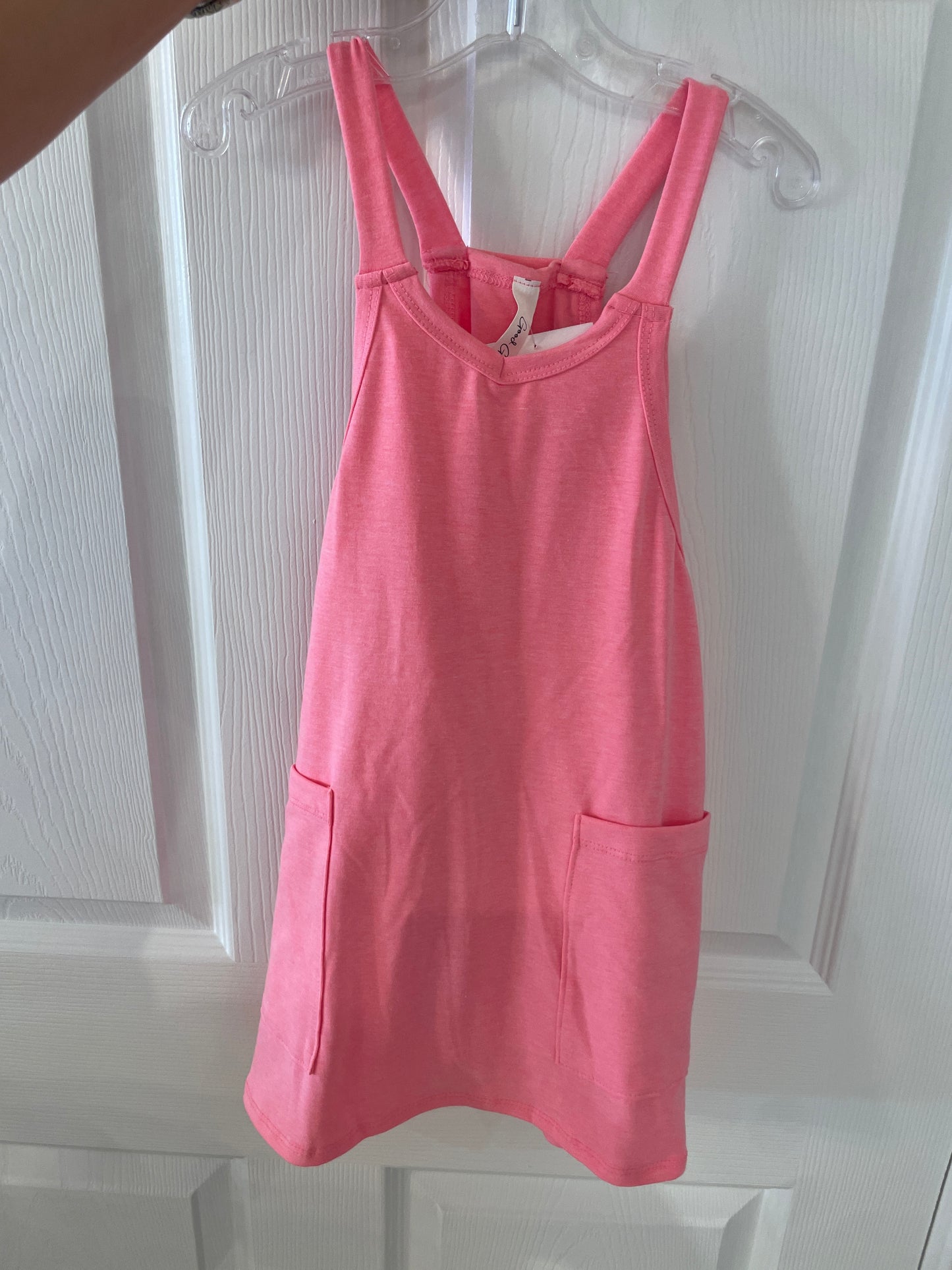 Neon Pink relaxed Tank Dress Romper lining